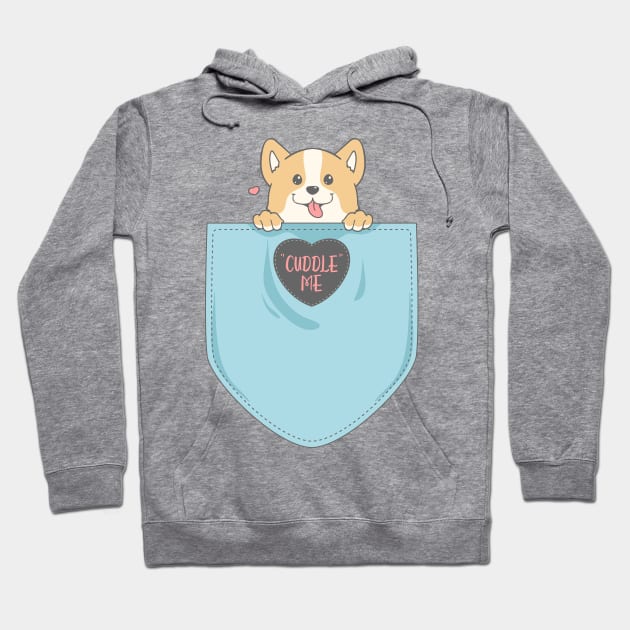 Cute corgi in pocket Hoodie by sharukhdesign